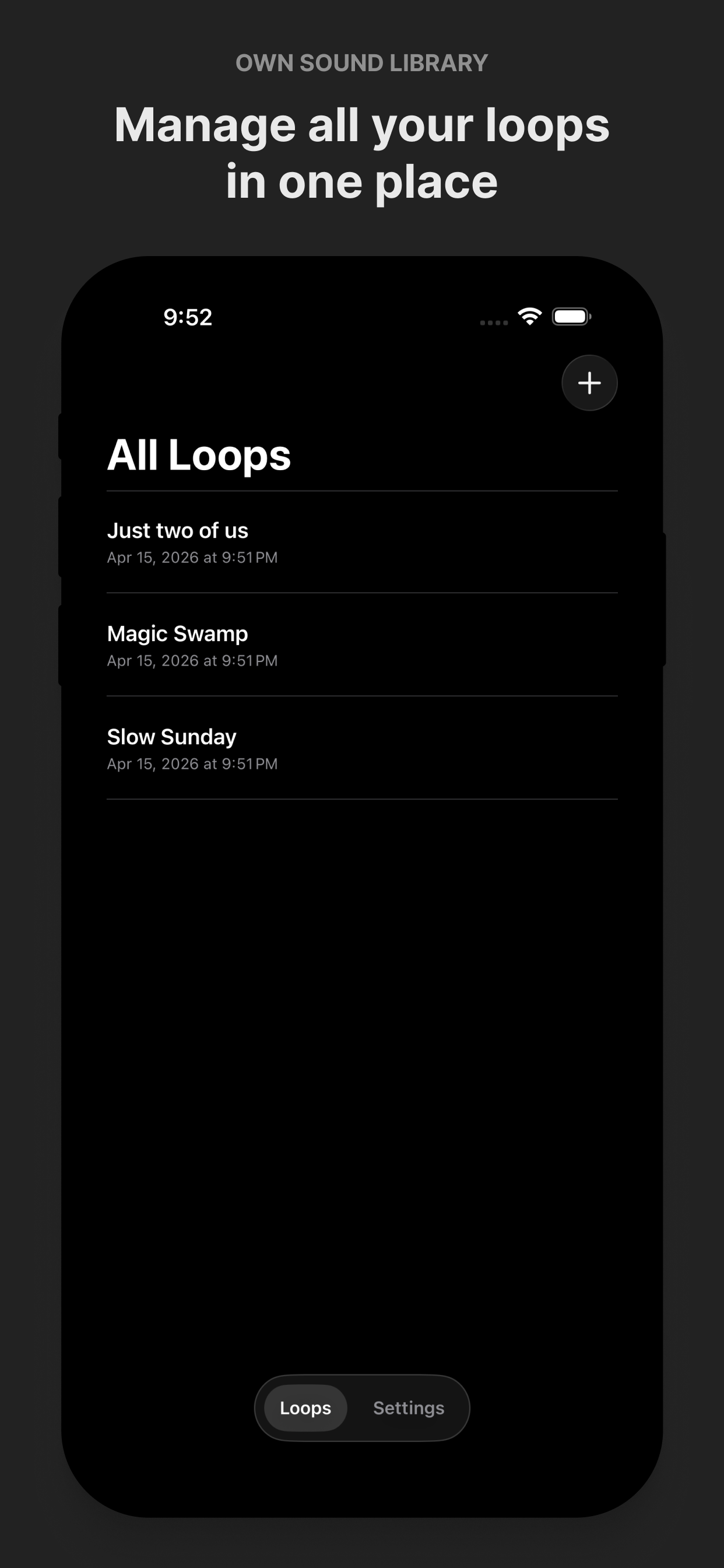 Loop - Melody Maker project list for saving multiple loops