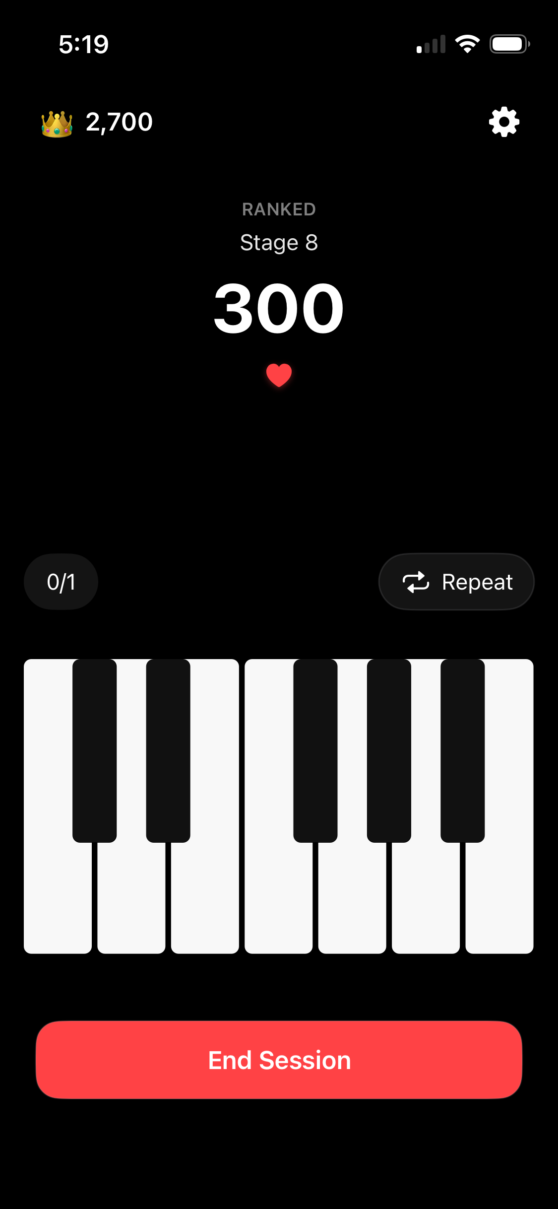 Perfect pitch training progression from single notes to timed chord recognition