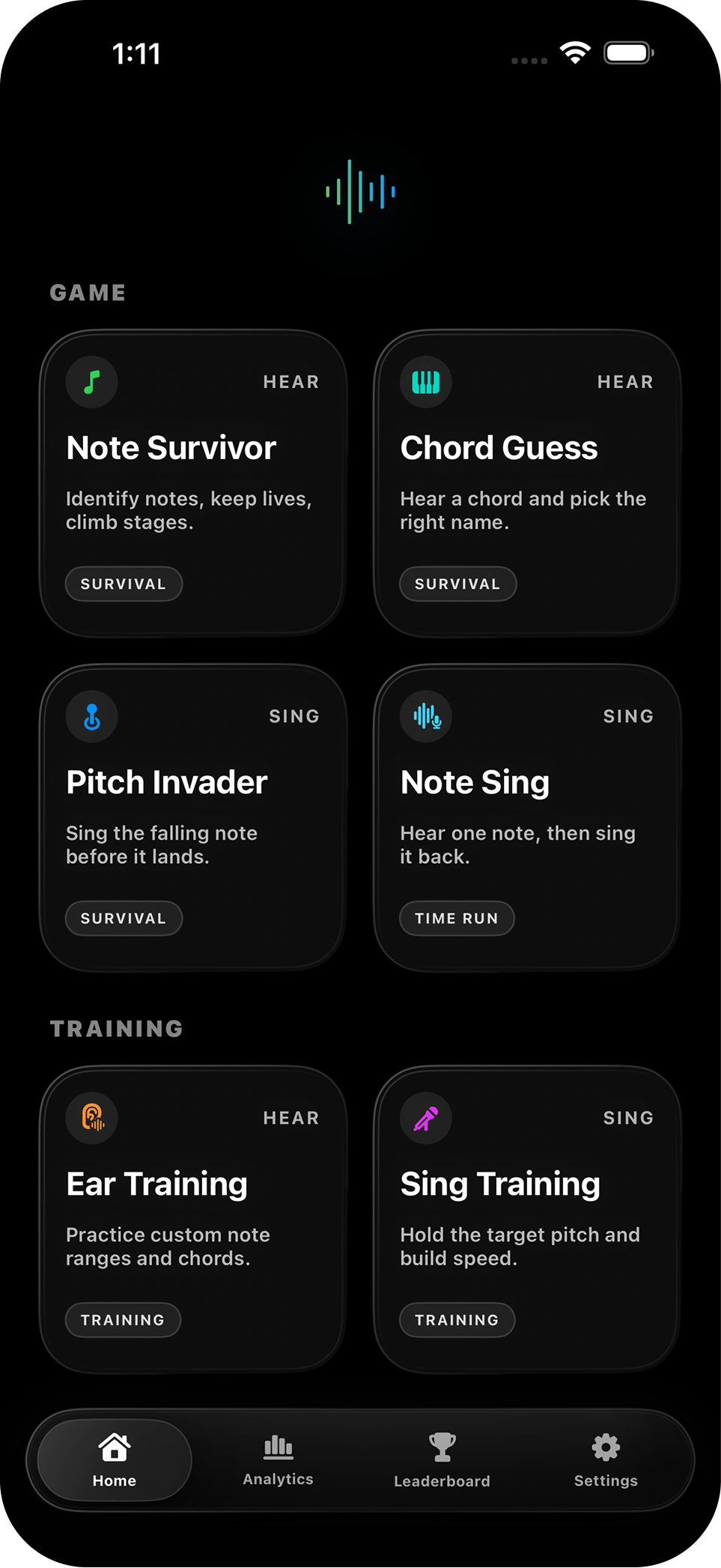 Note recognition game mode in Perfect Pitch