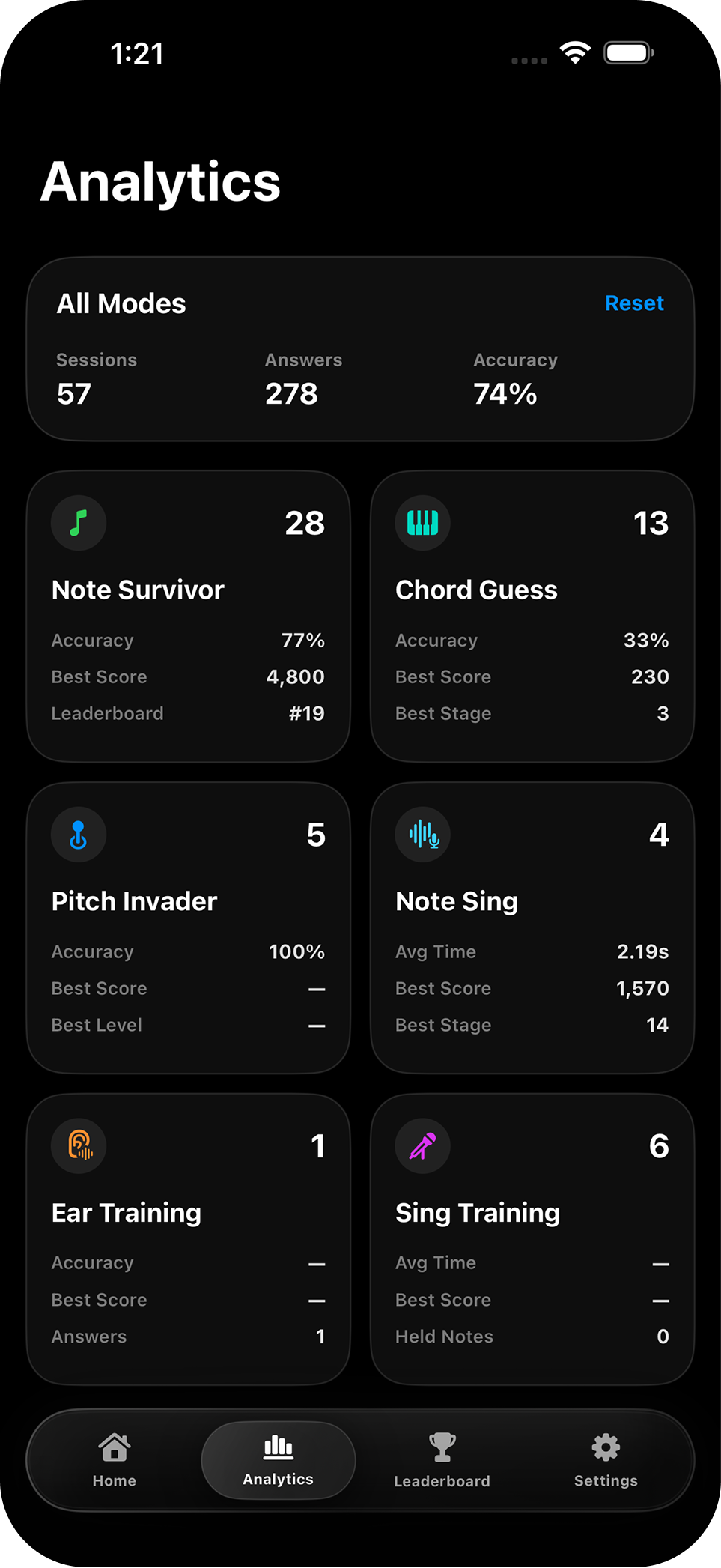Sing Training mode for holding target pitch with real-time voice feedback